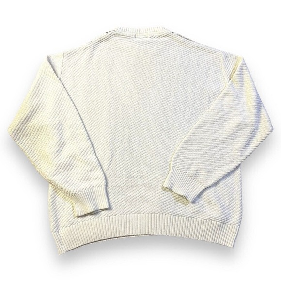 Vintage Mens Norm Thompson Beige yellow Knit Textured Sweater Pullover Sz L - Picture 2 of 7